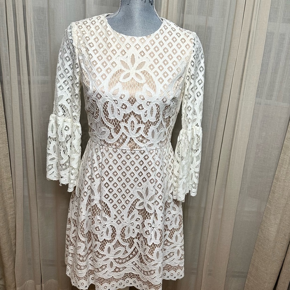 Eliza J fit and flare ivory lace cocktail dress